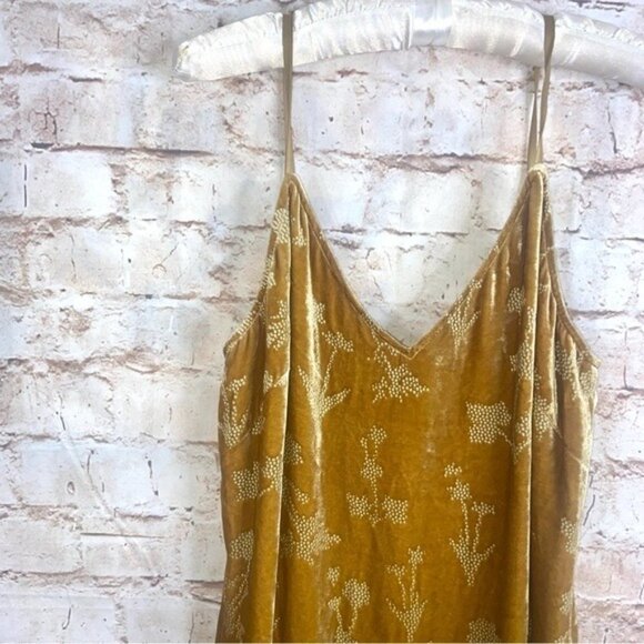 ELIZABETH & JAMES Valerie Floral Velour Maxi Dress in Brass Glitter Size 8 NWT - Picture 3 of 8